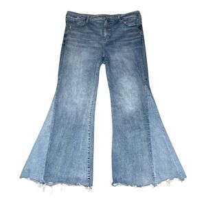 American Eagle Festival Flare Jeans Next Level Stretch Two Tone Blue Size 20 Reg
